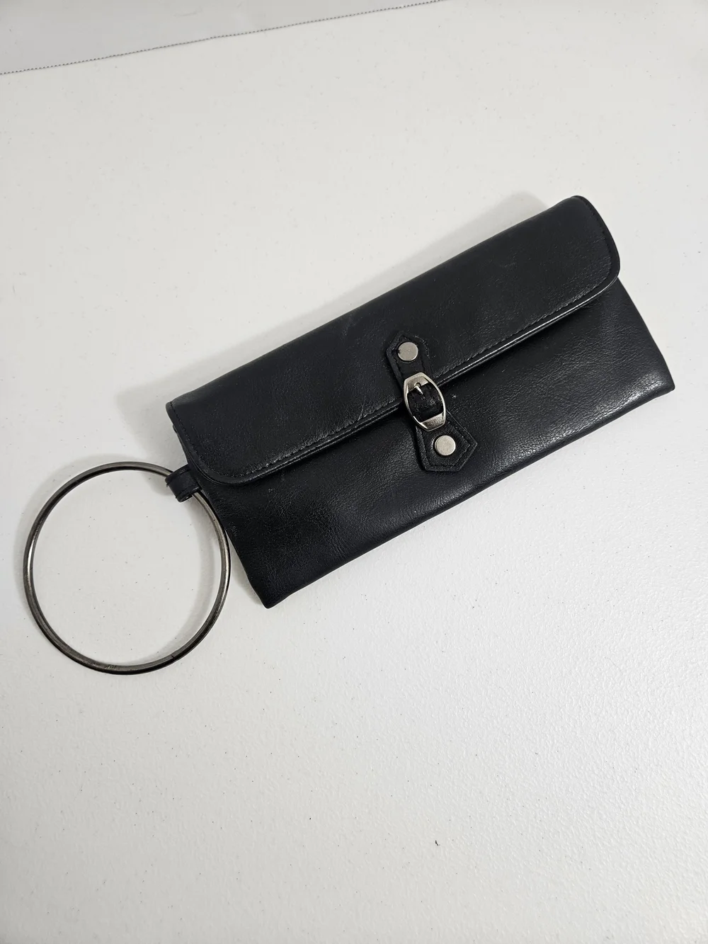 Victoria's Secret Black Wristlet Wallet Clutch Silver Ring Vintage Y2K